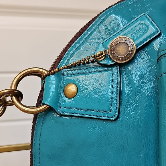 Coach 2008 Limited Edition Francine Turnlock Satchel Turquoise Legacy Lining - Picture 5 of 15